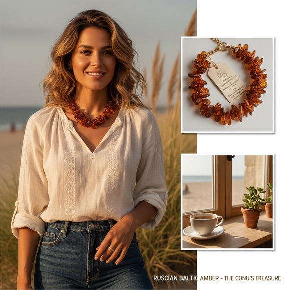 NWT Authentic Russian Baltic Amber Statement Necklace - 39g - 18" - Picture 2 of 11